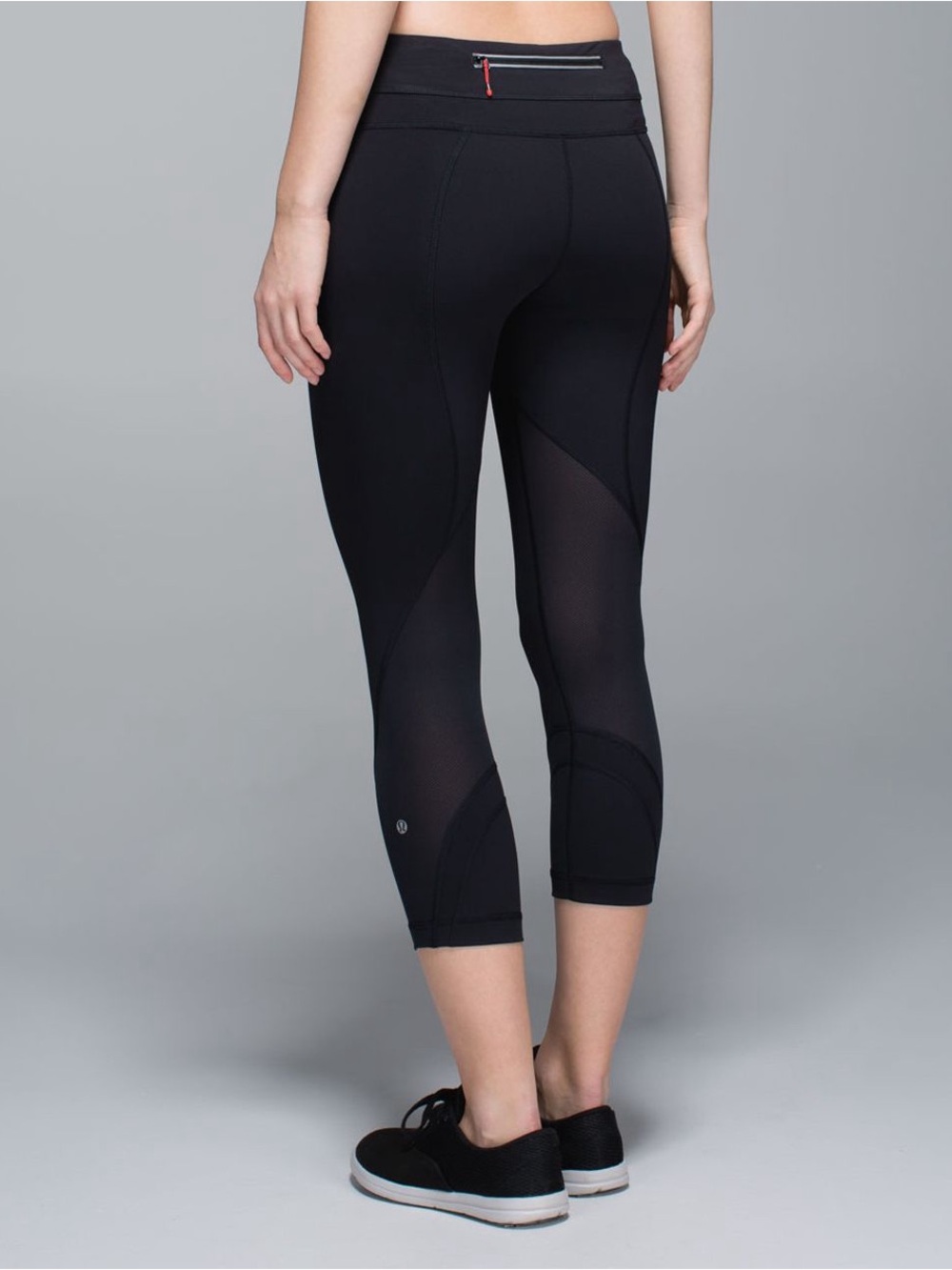 lululemon athletica Black Mesh-Panel Cropped Leggings